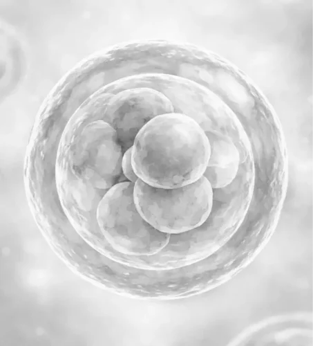 Human Zygote in Early Cell Division Stage Black and White